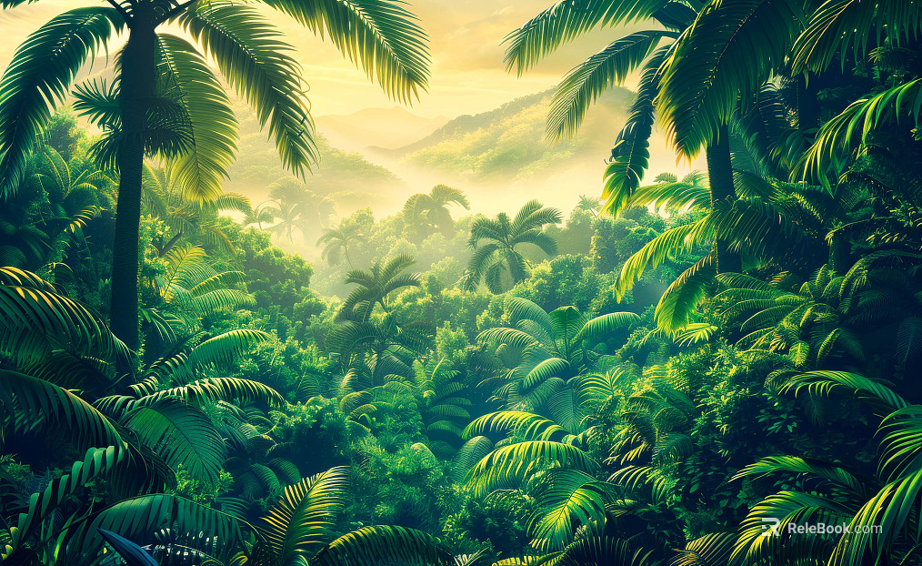 European Literary Plants Tropical Rainforest Wallpaper texture