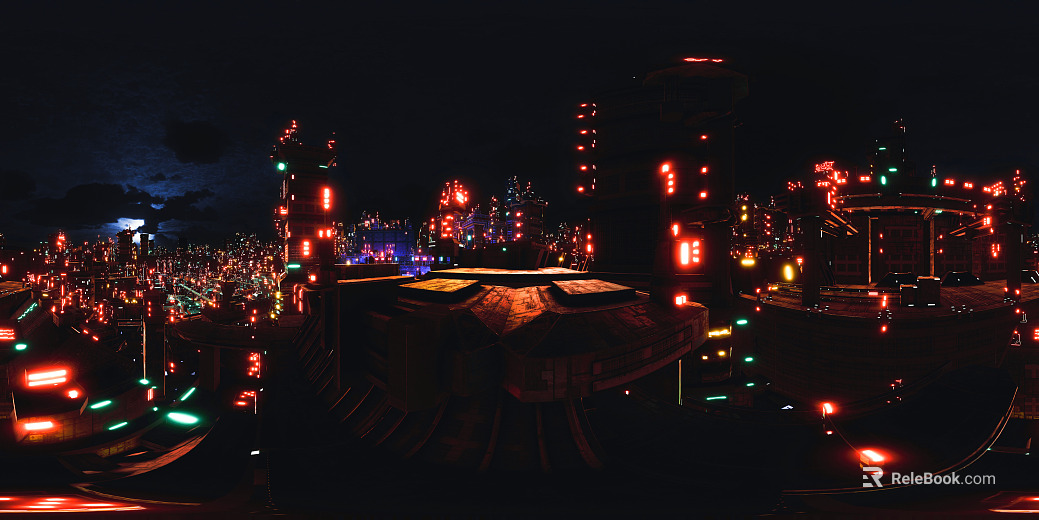 Cyberpunk City Night View HDR texture