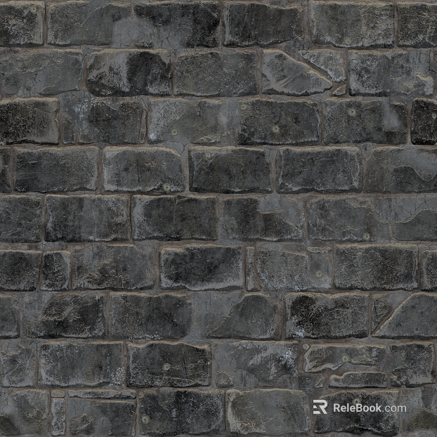 Dark gray rubble brick wall exterior wall texture