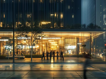 Modern City Street Night Pedestrian Street texture (ID:ffach199674)