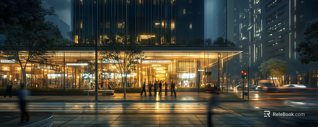 Modern City Street Night Pedestrian Street texture