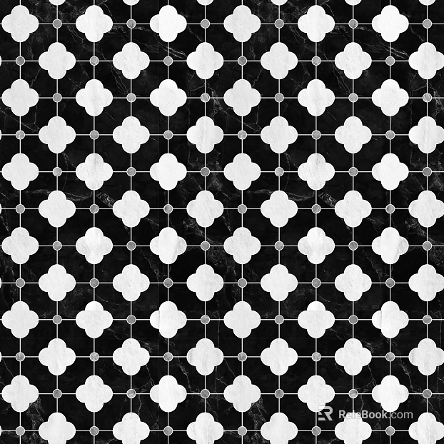 Middle Ancient Retro Black and White Tiles texture