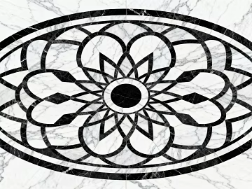 Modern Black and White Stone Parquet Flower Geometric Pattern Water Knife Stone Parquet Floor Tile Light Luxury Black and White Parquet Marble Black and White Stone Oval Parquet Porch Stone Parquet texture (ID:ffaeh705927)