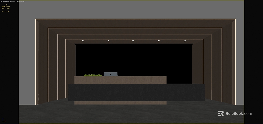 Modern dark brown wood veneer front desk background wall texture