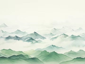 Blue-and-green ink wash landscape decorative painting texture (ID:ffaeh763939)