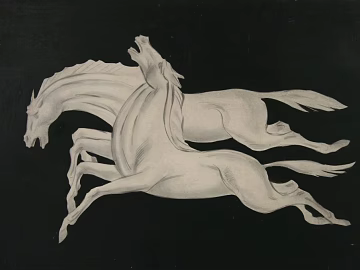 Black and white two-horse jumping decorative painting texture (ID:ffaeh179064)