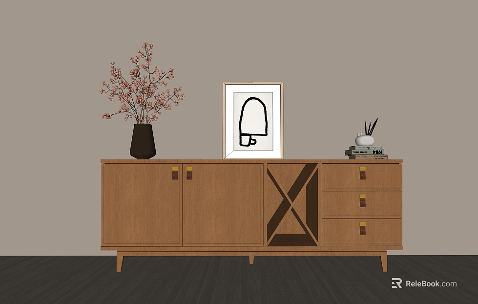 Original Wood Color Solid Wood Sideboard Cabinet Living Room Storage Cabinet texture