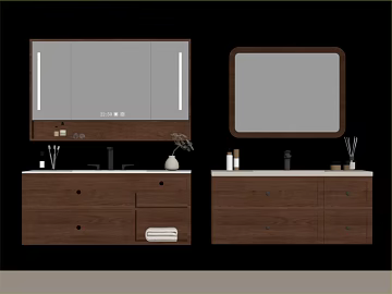 Deep Walnut Modern Style Bathroom Cabinet texture (ID:ffaeh659936)
