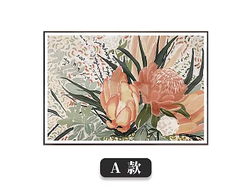 Orange Pink Flower Decorative Painting Living Room Hanging Painting texture (ID:ffaeh324589)