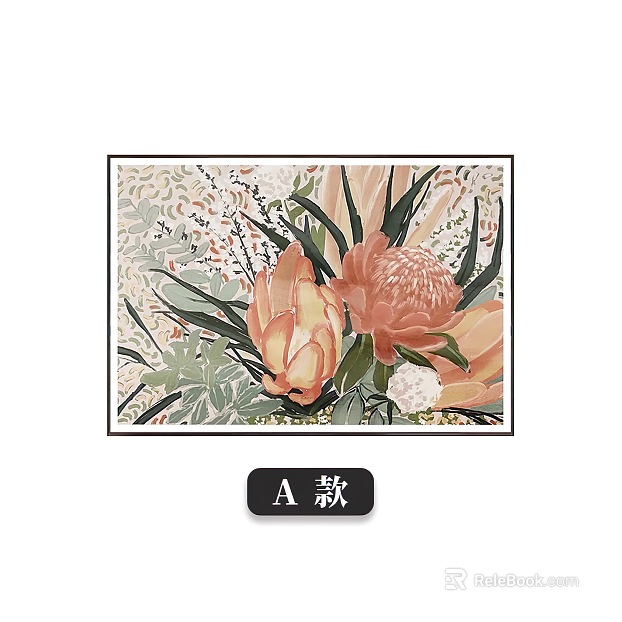 Orange Pink Flower Decorative Painting Living Room Hanging Painting texture