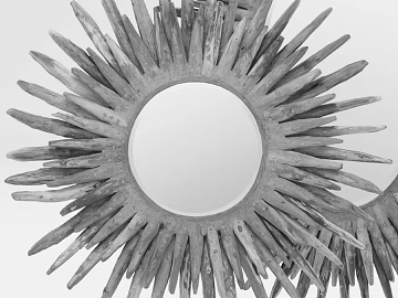 Light gray dilapidated wood decorative mirror 3d model