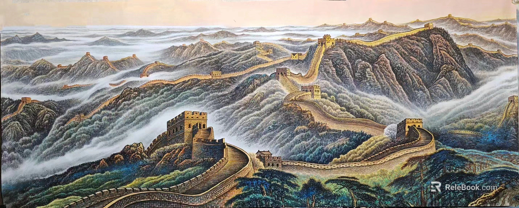 Chinese Great Wall Landscape Painting texture