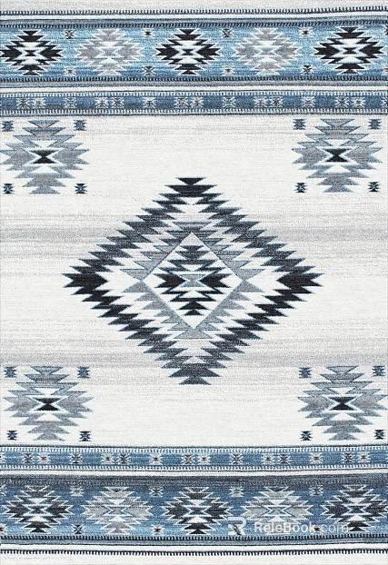Blue and white geometric ethnic living room carpet texture