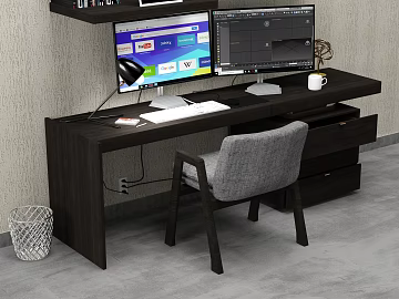 Dark Brown Solid Wood Modern Office Desk texture (ID:ffaeh270371)
