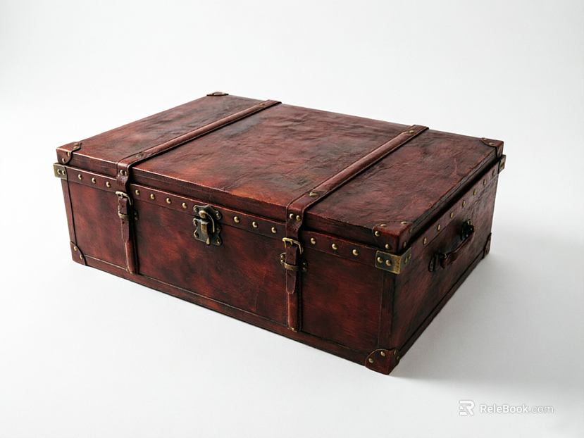 Retro Red-Brown Leather Storage Box texture
