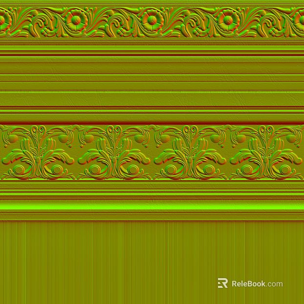 Yellow-green European-style carved wall molding texture