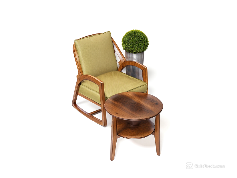 Retro style walnut casual chair side table texture
