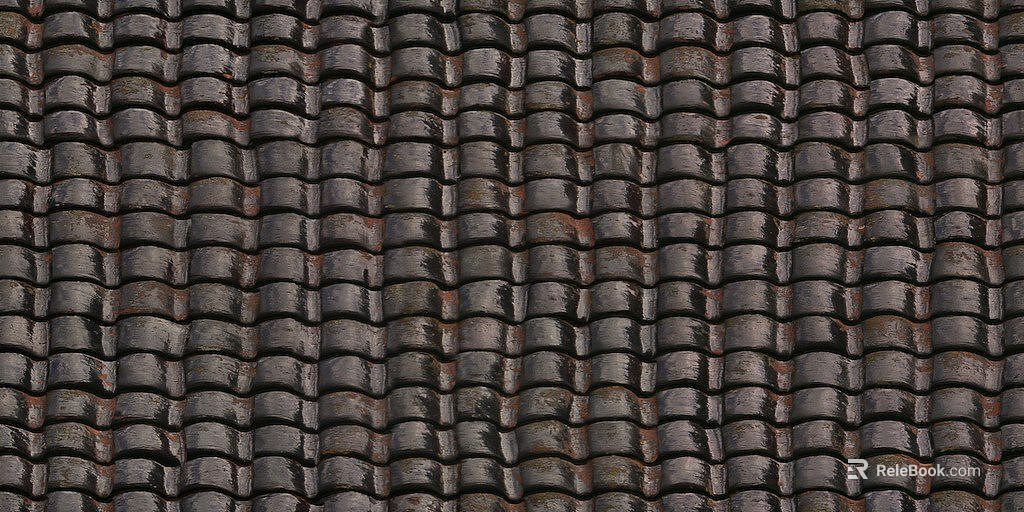 Dark gray antique green tile roof building materials texture