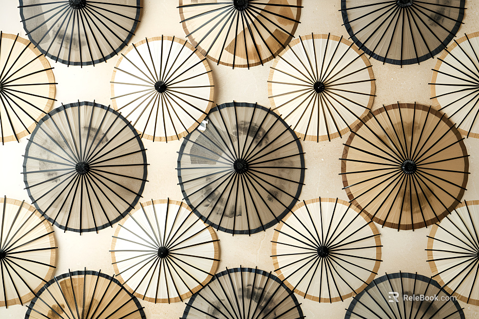 New Chinese Style Oil Paper Umbrella Mural texture