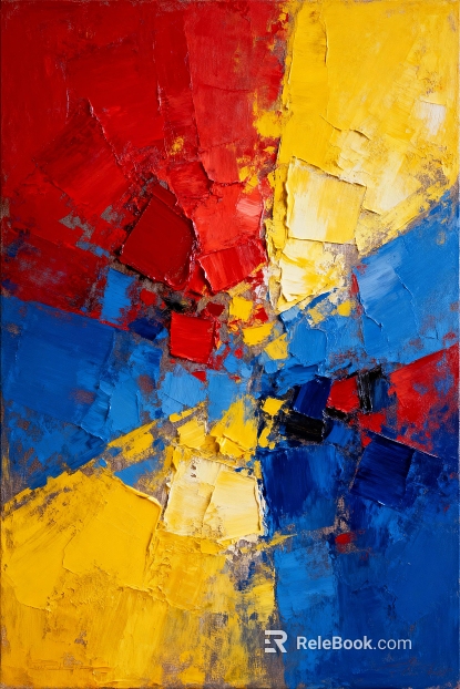 Red, yellow and blue abstract decorative painting living room hanging painting texture
