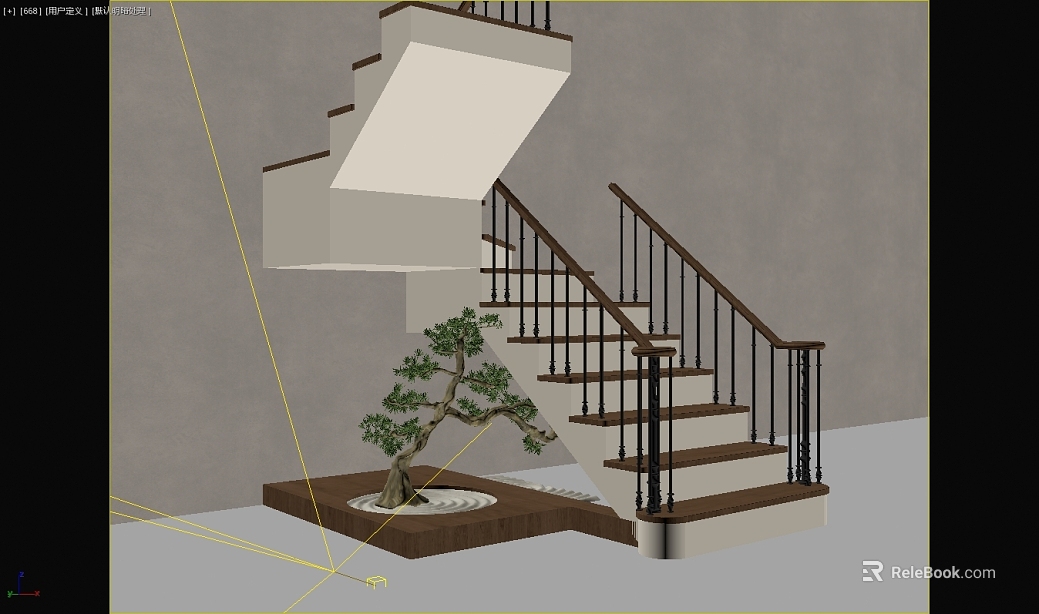 Dark brown solid wood indoor staircase texture