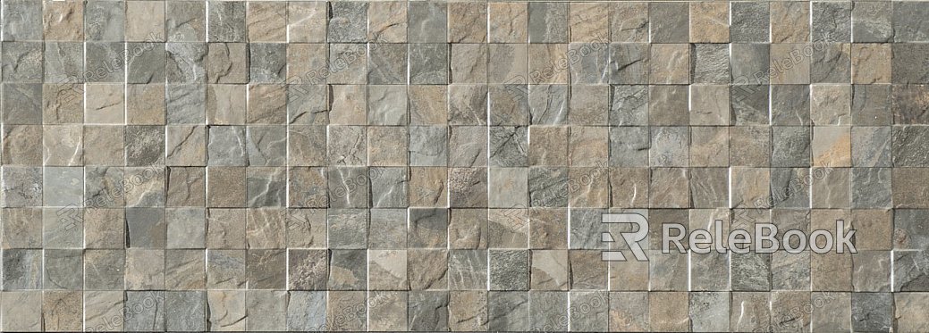 A stone mosaic featuring a circular design with intricate, interlocking patterns in various shades of gray, brown, and white, showcasing the natural beauty and texture of stone craftsmanship.