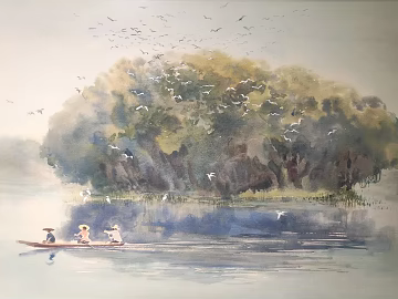 Watercolor Fishing Singing Late texture (ID:ffach895035)