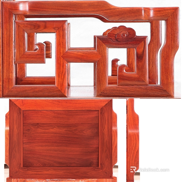 Red brown solid wood Chinese carved furniture components texture