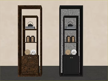 New Chinese Style Dark Wooden Antique Rack for Living Room texture (ID:ffaeh490041)