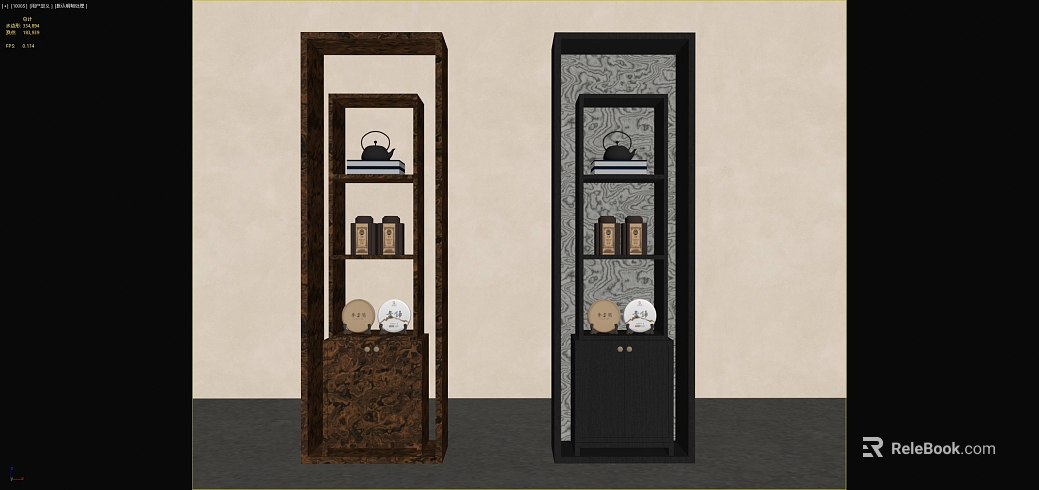 New Chinese Style Dark Wooden Antique Rack for Living Room texture