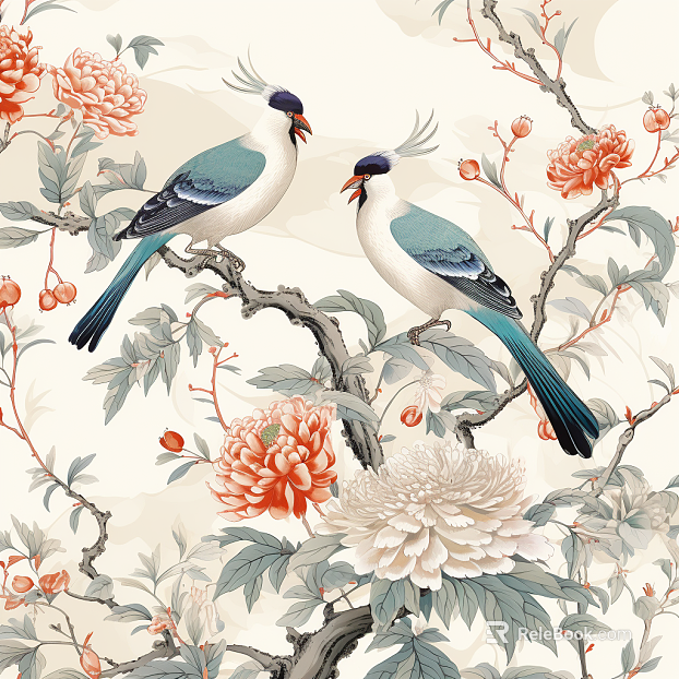 Chinese flower and bird painting texture