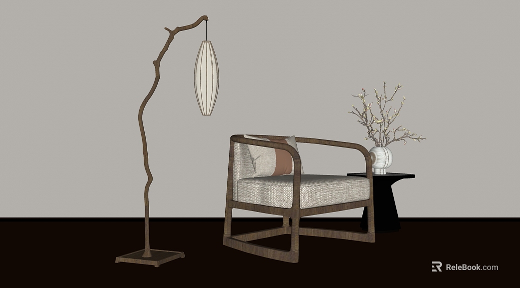 New Chinese Style Walnut Lounge Chair texture