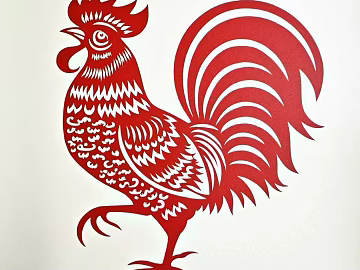 Chinese Folk Cock Paper-cut Painting Window Decorative Painting texture (ID:ffajh491877)
