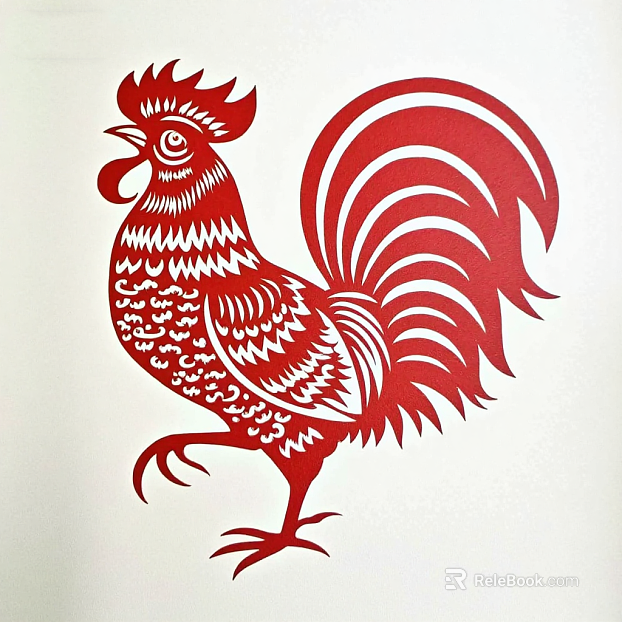 Chinese Folk Cock Paper-cut Painting Window Decorative Painting texture