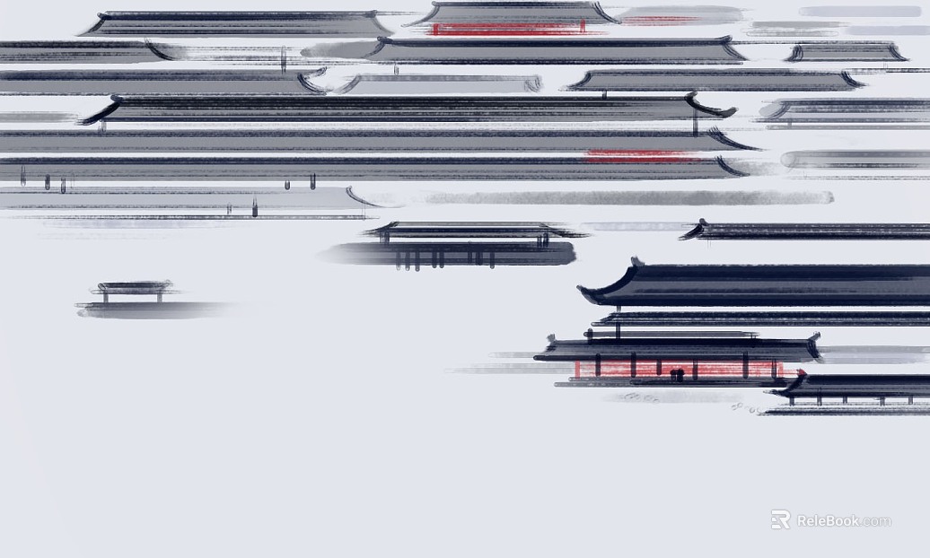 New Chinese ink ancient building roof texture