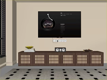 Dark brown wall panel living room TV cabinet texture (ID:ffaeh125756)
