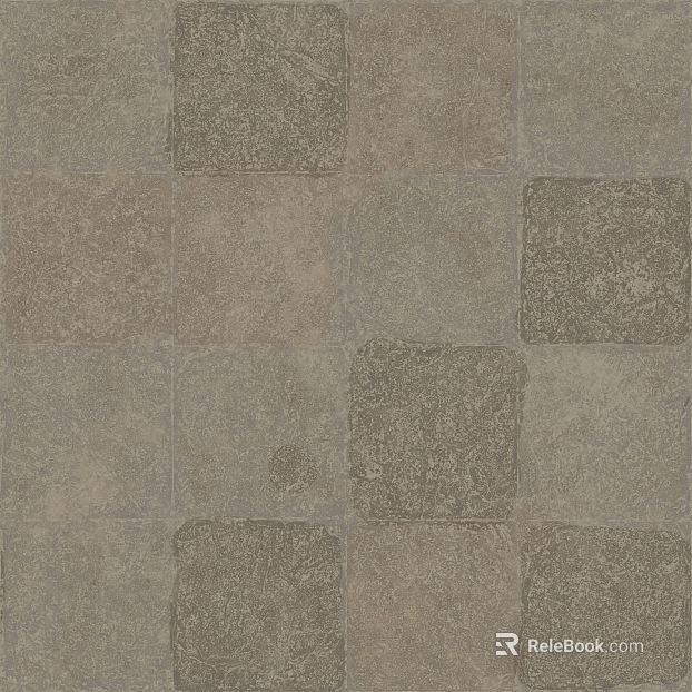 Taupe-colored antique-style tiles for the living room floor texture
