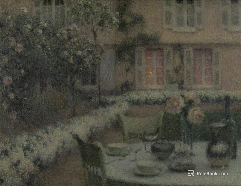Impressionist Courtyard Landscape Decorative Painting texture
