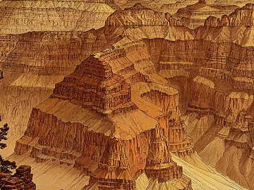 Brown and yellow retro style canyon landscape decoration painting texture (ID:ffaeh804276)