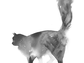 Ink style black gray cat decorative painting texture (ID:ffaeh242139)