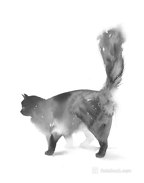 Ink style black gray cat decorative painting texture