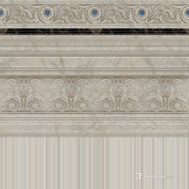 Off-white European-style carved stone wall line texture
