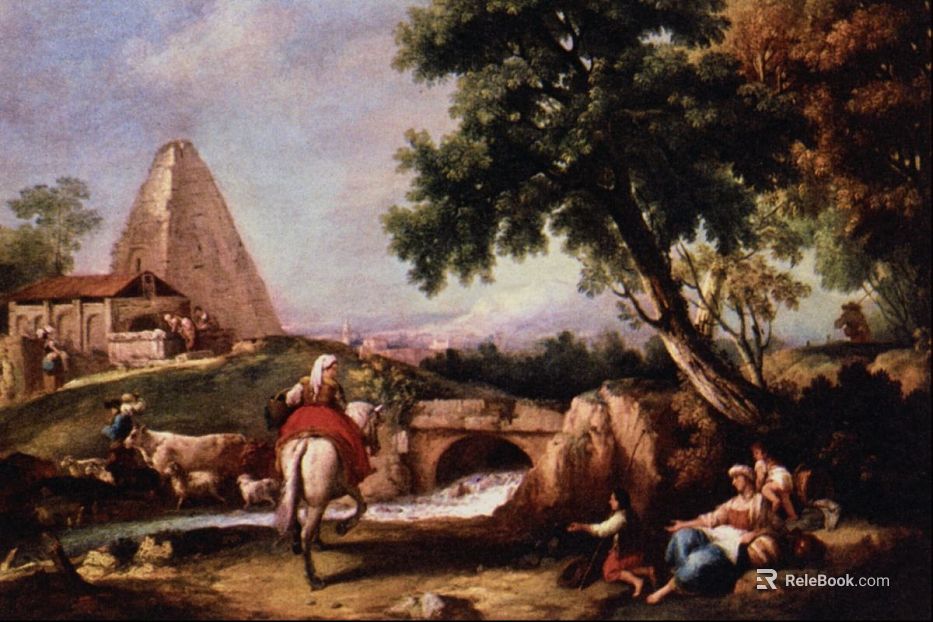 Classical rural landscape oil painting texture