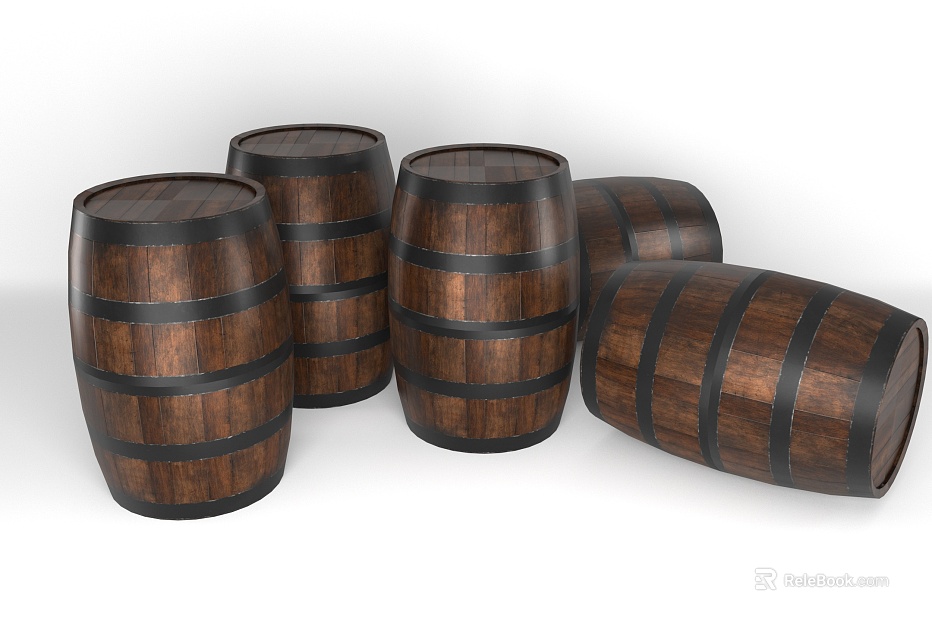 Dark Brown Solid Wood Wine Barrel Vintage Storage Ornaments texture