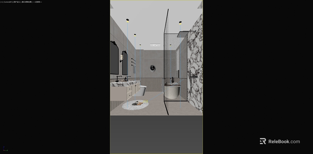 Light Luxury Black and White Marble Toilet texture