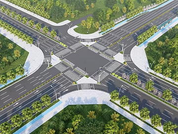 city municipal road intersection 3d model