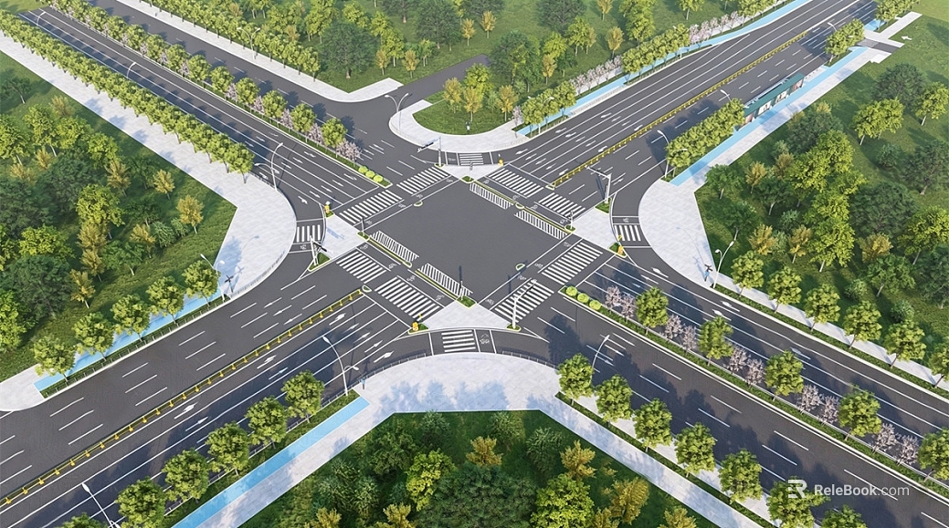 city municipal road intersection texture