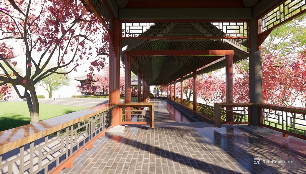 Landscape Scene of Chinese Ancient Building Pavilion texture