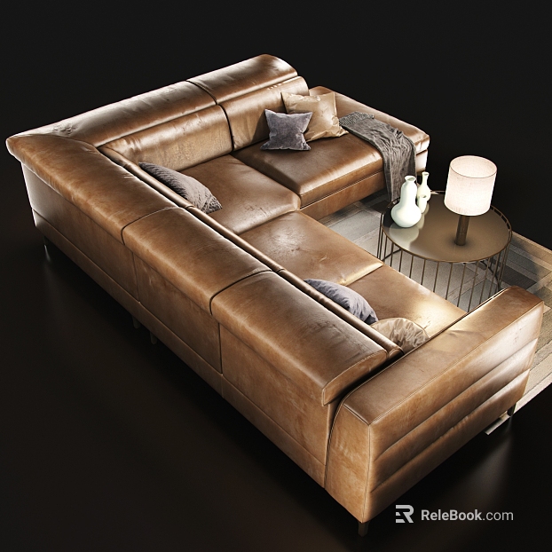 Tan Retro Leather Sofa Living Room Furniture texture