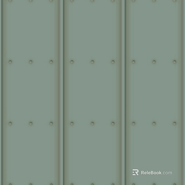 Interior wall of gray-green rivet clapboard texture